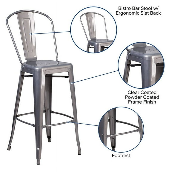 30" Clear Metal Indoor Stool