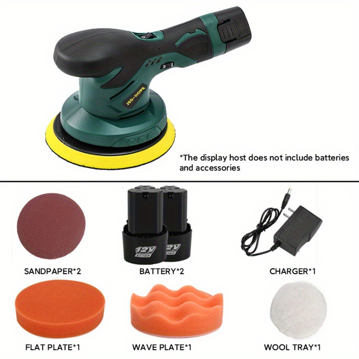 12V Cordless Polisher, Lithium-ion Adjustable Speed Handheld Polishing Machine for Car Waxing and Buffing