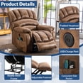 thumbnail image 3 of SOCIALCOMFY Stainless Steel Office Power Remotes 1 x Dual Motor Large Power Lift Recliner Chair, Brown, 3 of 7