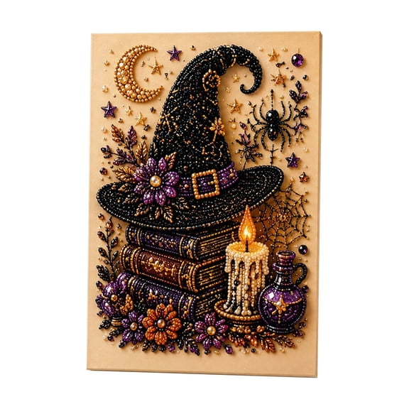 Halloween Pearl Art DIY Kit, Ghost Painting Set, 12 x 16 Inch DIY Bead Art Craft Supplies, Seasonal Wall Decor Project for Adults Home Decoration