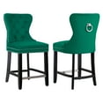 thumbnail image 2 of WestinTrends Wordford 24" Tufted Velvet Counter Stool (Set of 2), Black/ Dark Green, 2 of 12