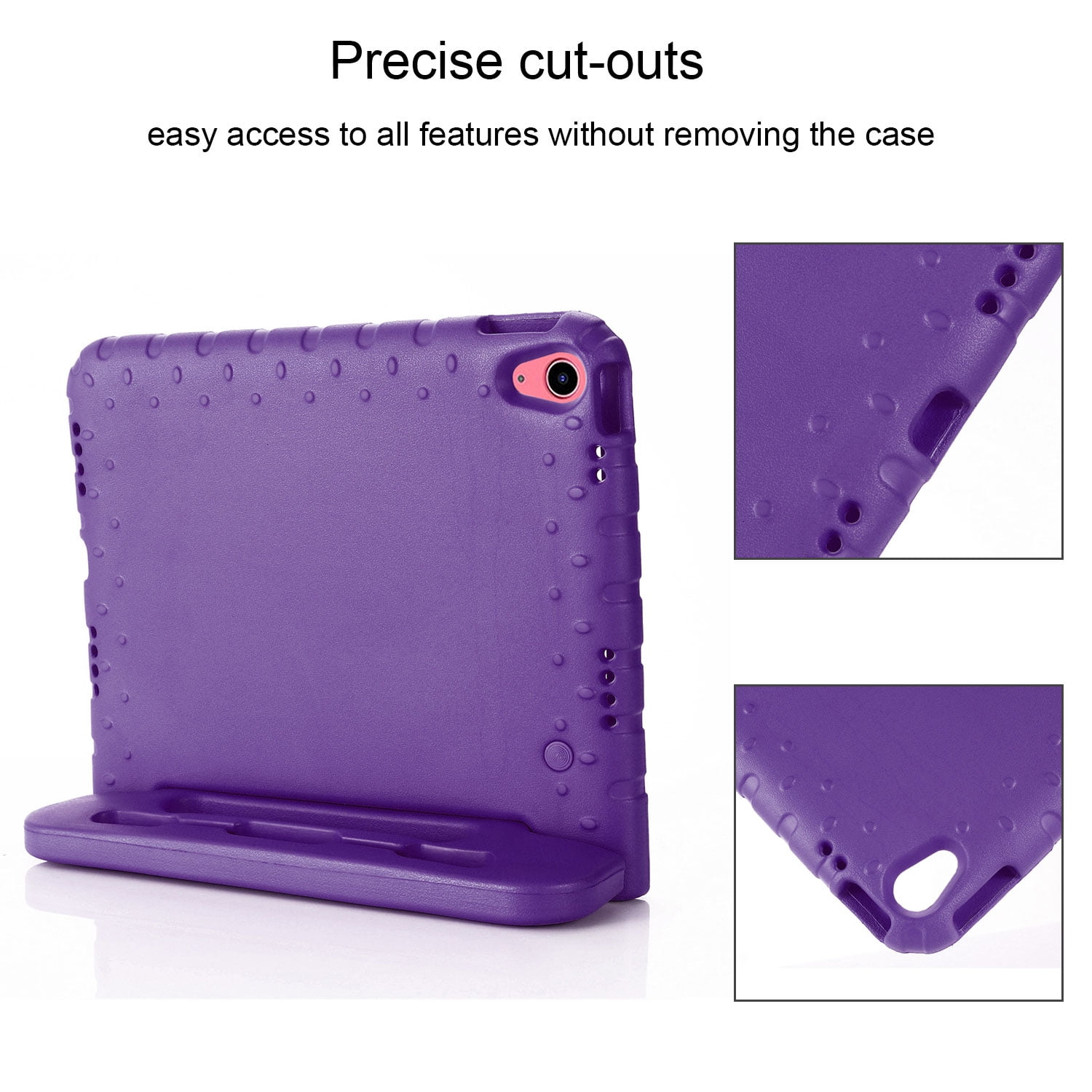 Allytech Kids Case for Apple iPad 10th Generation 10.9 inch 2022 with Pencil Holder/Rotating Stand Handle/Foldable Kickstand Kid-Proof Girl Boy Soft EVA Foam Shockproof Rugged Heavy Duty Cover, Purple