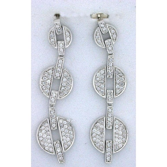 Pair Custom Pave Set CZ Cubic Zirconia Post Earrings .925 Sterling Silver ES1082