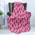 thumbnail image 4 of Fruit Soft Flannel Fleece Throw Blanket, Pop Art Style Strawberry Pattern Vibrant Toned Retro Fresh Fashion Graphic, Cozy Plush for Indoor and Outdoor Use, 70" x 90", Pale Pink Magenta, by Ambesonne, 4 of 5