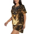 thumbnail image 3 of Womens Pajama Sets With Pocket, Cool Black Gold Dragon Lounge Sets Short Sleeve Sleepwear PJ Sets for Women, 3 of 6