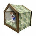 thumbnail image 1 of Leaf Pet House, Tropic Exotic Palm Tree Leaves Natural Botanical Spring Summer Contemporary Graphic, Outdoor & Indoor Portable Dog Kennel with Pillow and Cover, 5 Sizes, Green Ecru, by Ambesonne, 1 of 5