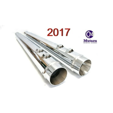 MUTAZU 4" Ver. 2.0 Chrome Megaphone Slip-On Mufflers Exhaust 2017-UP Harley Touring Road King Glide Street
