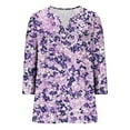 thumbnail image 4 of Cilsoka Blouses for Women Dressy Casual Short Sleeve, 3/4 Length Sleeve Womens Tops 2026 Summer Floral Henley V Neck Button Down Tunic Shirts Casual Business Blouses, Graphic Trendy Tees, 4 of 5