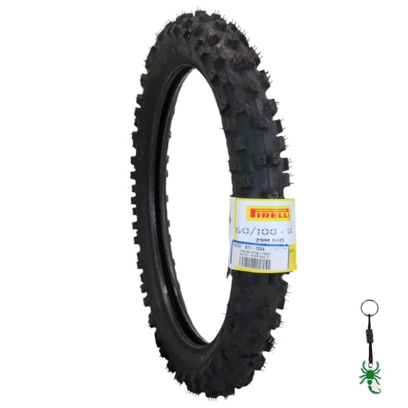 Pirelli Scorpion MX Extra J 60/100-14 Tube Type Front Motorcycle Tire, High-Performance Off-Road Motocross Tire for Enhanced Traction and Durability with Keychain