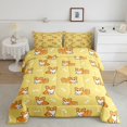 thumbnail image 2 of Manfei Kawaii Corgi Queen Comforter Set, Cartoon Dog Pet Comforter Sets Queen, Yellow Orange, Polkadot Reversible, 3pcs, 1 Comforter and 2 Pillowcases, 2 of 7