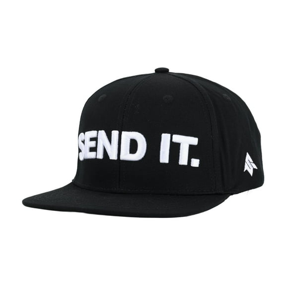 Send It. Senduro Flat Bill Logo Hat, Black