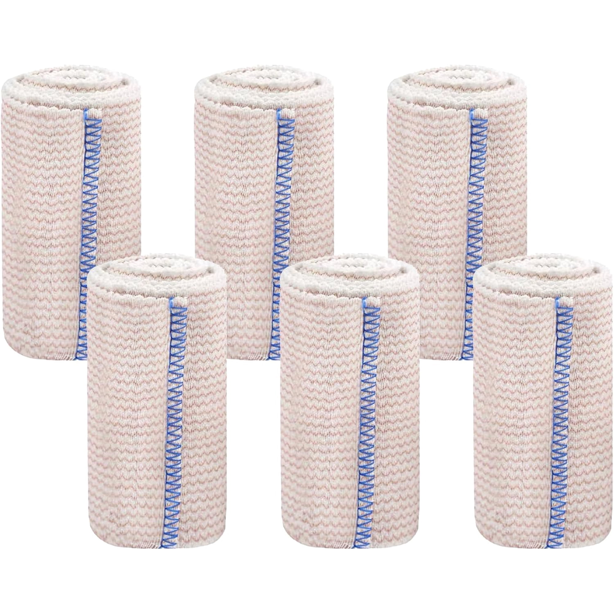 6 Pack Premium Elastic Bandage Wrap 4 Inch: Compression Wrap Bandage for Legs, Ankle, Knee, Foot, Body, Support & First Aid