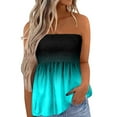 thumbnail image 2 of Womens Tank Tops 2025 Strapless Tube Tops Gradient Printed Pleated Strapless Bustier Summer Casual Tank Top Light Blue S, 2 of 5