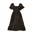 thumbnail image 5 of Levmjia Women's Floral Print Dress Summer Short Sleeve Square Neck Casual Tiered Ruffle Midi Dress with Smocked Waist A Line Swing Dress for Women Vacation, 5 of 5