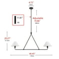 thumbnail image 6 of Aiwen Black Pendant Light Modern Linear Chandelier 2-Light Kitchen Island Lighting Fixture with Fabric Shade, 6 of 10