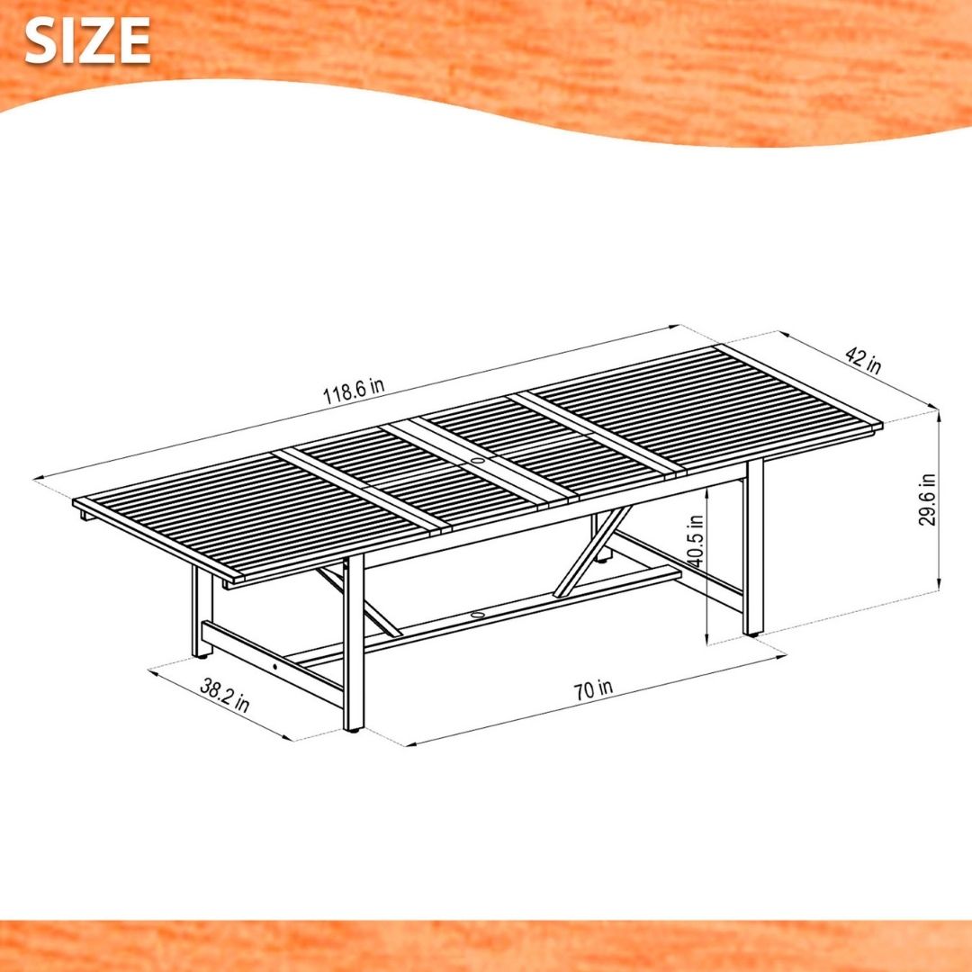 Amazonia Astro 9-Piece Patio Dining Table Set, Eucalyptus Wood 100% FSC, Ideal for the Outdoors and Indoors, Brown