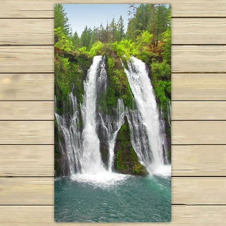 PHFZK Landscape Nature Scenery Towel, Western Waterfalls in Green Forest Hand Towel Bath Bathroom Shower Towels Beach Towel 30x56