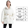 thumbnail image 2 of Women's Winter Puffer Jacket Mid Length Belted Coat Casual Loose Long Sleeves Windproof Down Jacket, 2 of 5