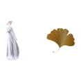 thumbnail image 1 of Figura De Porcelana De Una Dama Con Hojas De Ginkgo. Escultura Moderna De Una Joven Nórdica Y Decoración De Pared De Hierro Forjado Para Sala De Estar, Oficina U Hotel., 1 of 8