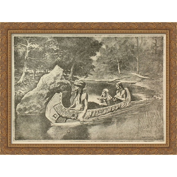 The Song of Hiawatha illustration 38x28 Large Gold Ornate Wood Framed Canvas Art by Frederic Remington