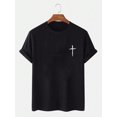 thumbnail image 4 of Men Cross Print Tee Men Cross Print Tee Men Cross Print Tee, Men's Comfy T-shirt, Crew Neck, Short Sleeves, Graphic Tee Men's Summer Outdoor Clothes, Men's Clothing, Tops For Men, Casual Sporty Tee, 4 of 5