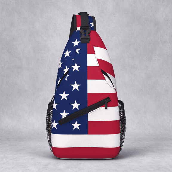 Etryrt American Flag Print Sling Bag, Foldable Crossbody Backpack for Travel and Work