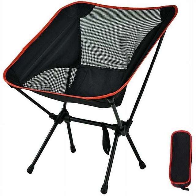 Silla plegable portátil para exteriores, taburete de camping plegable, asiento compacto y portátil con bolsa de transporte para senderismo, vigilia y viajes, color negro.
