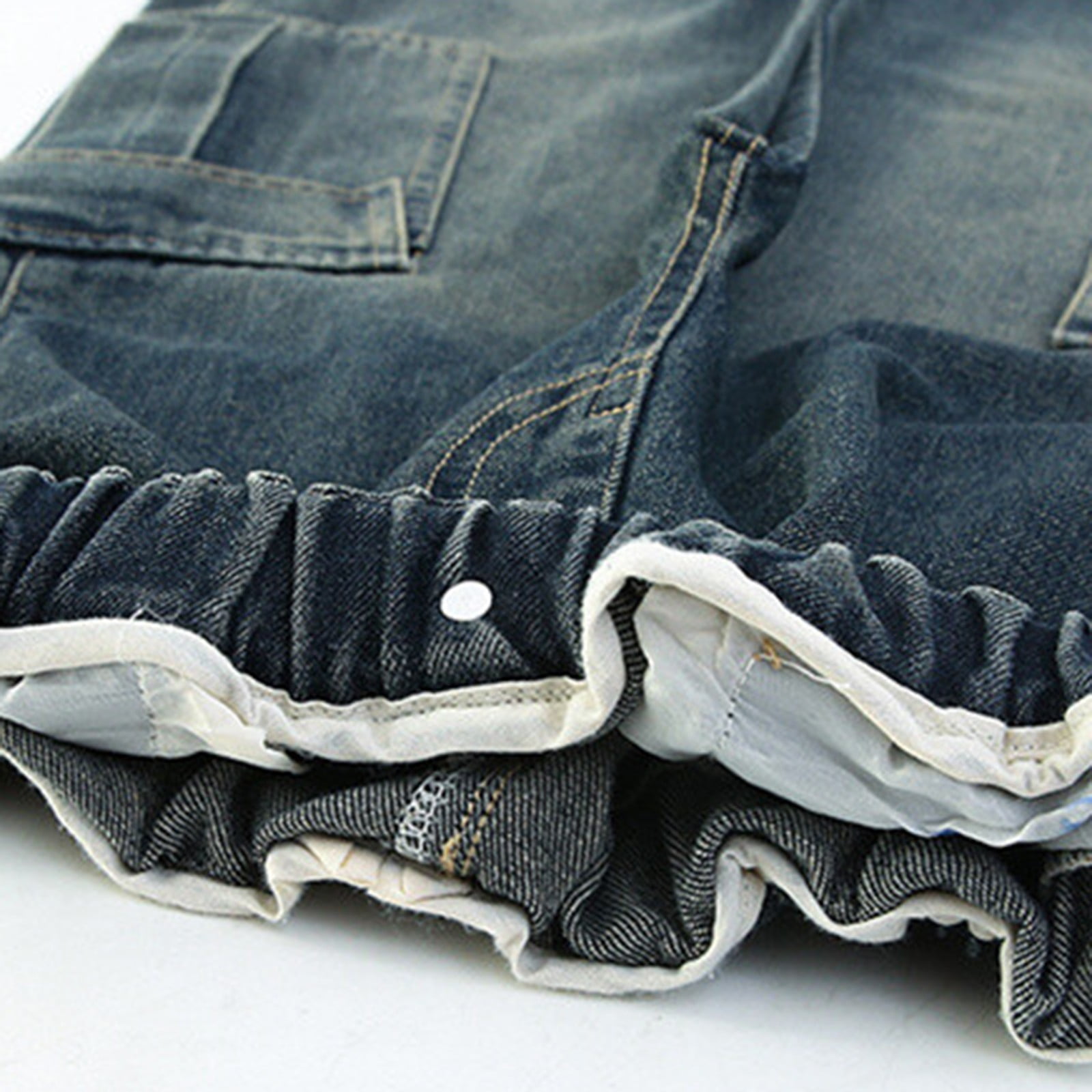 ZACPNCV Girls Baggy Jeans Streetwear Denim Cargo Pants Kids Distressed Elastic High Waist Wide Leg Clothes Multiple Pockets 9-10 Years