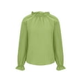 thumbnail image 4 of Annhoo Womens Tops Puff Long Sleeve Fall Casual Pleated High Neck Blouses Elegant Solid Going out T Shirts, 4 of 6