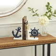thumbnail image 3 of DecMode 6" Anchor Ship Wheel Blue Metal Bookends (Set of 2), 3 of 14
