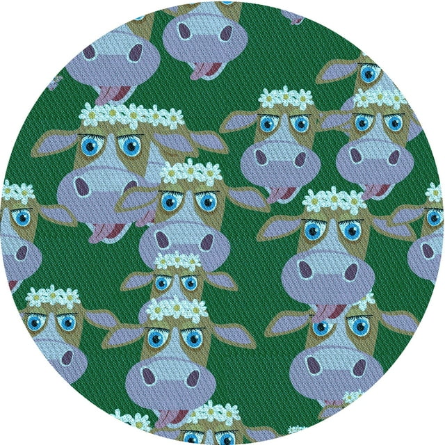 Ahgly Tapis Rond Lavable en Machine Intérieur Transitionnel Vert Profond, 6 Pieds Rond