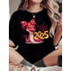 thumbnail image 1 of Camiseta de celebración de Año Nuevo para mujer: estampado de serpiente con lazo rojo, cuello redondo, elástica y deportiva., 1 of 9