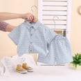thumbnail image 2 of newwalpole Toddler Baby Boy Easter Outfit Bunny Carrot Print Button Down Short Sleeve Shirt and Shorts Set Gentleman Outfit Light Blue for Size 2-3 Years, 2 of 5