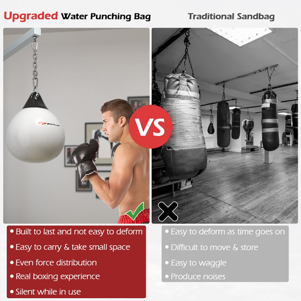 Topcobe 21 Inch Water Punching Bag with Adjustable Metal Chain, Boxing Equipment, Aqua Training Bag, Stress Relief & Fitness, White