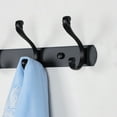 thumbnail image 4 of Uxcell 10" Dual 3 Hooks Wall Hooks Coat Rack Coat Hooks Zinc Alloy Black-A 1pcs, 4 of 7