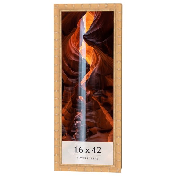 16x42 Light Brown Bamboo Real Wood Picture Frame Width 1.5 inches | Interior Frame Depth 0.5 inches