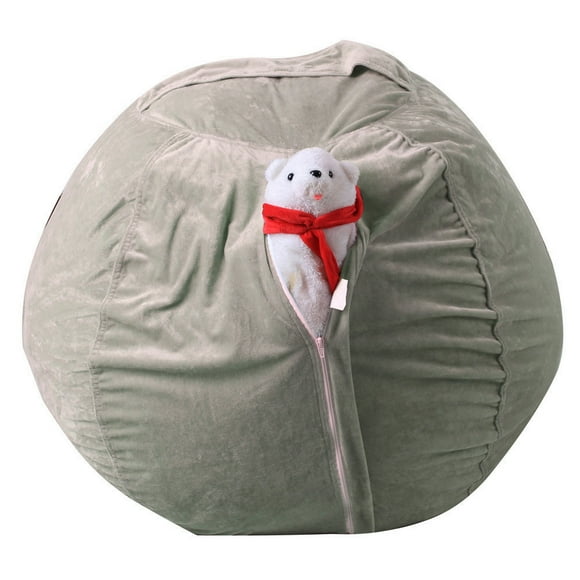Kids Stuffed Animal Plush Toy Storage Bag Soft Pouch Stripe Fabric Chair