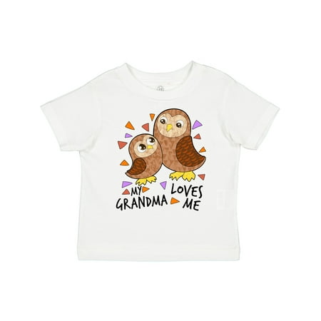 

Inktastic My Grandma Loves Me- Cute Owl Family Gift Toddler Boy or Toddler Girl T-Shirt