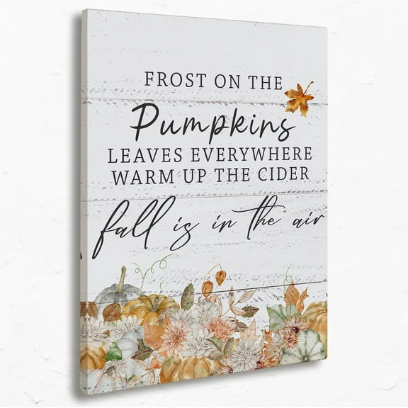 Fall is in the Air Autumn Seasonal Canvas Wall Art Prints,Watercolor Floral Pumpkins Paintings Prints,11x14 inches Artwork for Fall Themed Decor Bedroom Living Room Home Porch Decorations