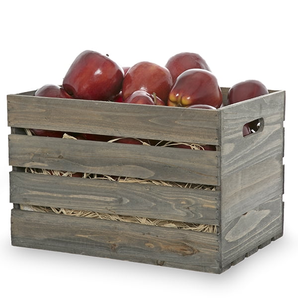 Antique Grey Wooden Storage Crate with InHandles Small 13in