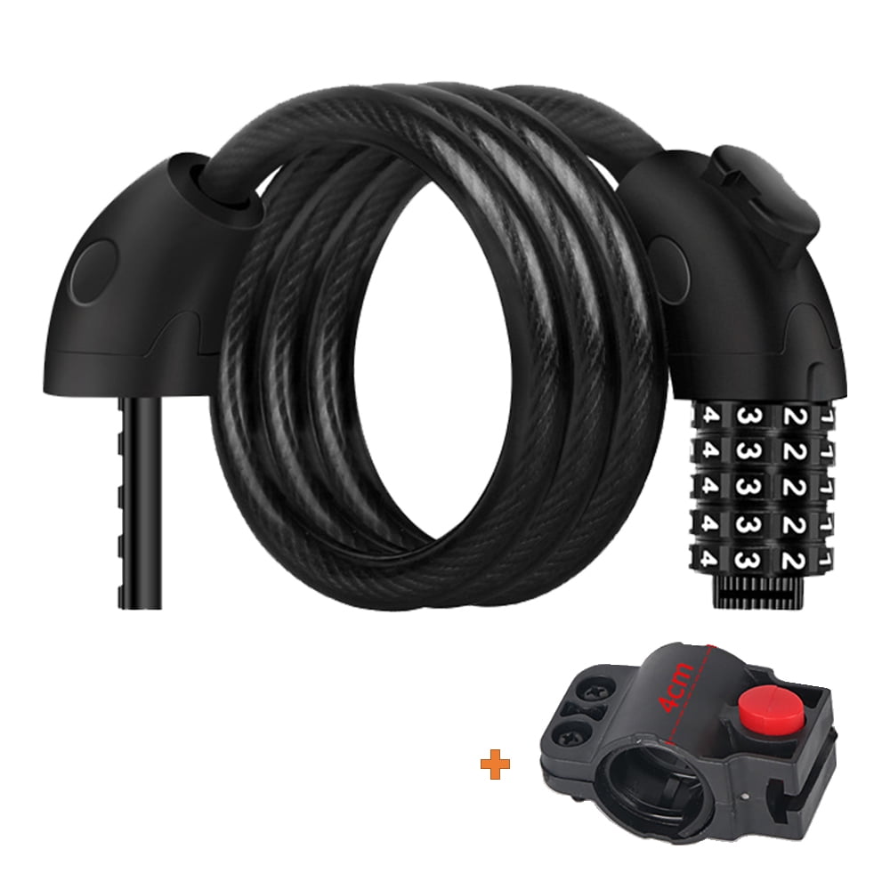Aostirmotor 5-Digit Universal Bike Lock, Anti-Theft Steel Wire Combination Lock 4 ft Long,  1/2 inch Diameter
