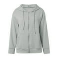 thumbnail image 4 of Lixiuxyad Zip up Jackets Women's Zippered Hooded Cardigan Long Sleeved Hoodie Jacket Gray, 4 of 5