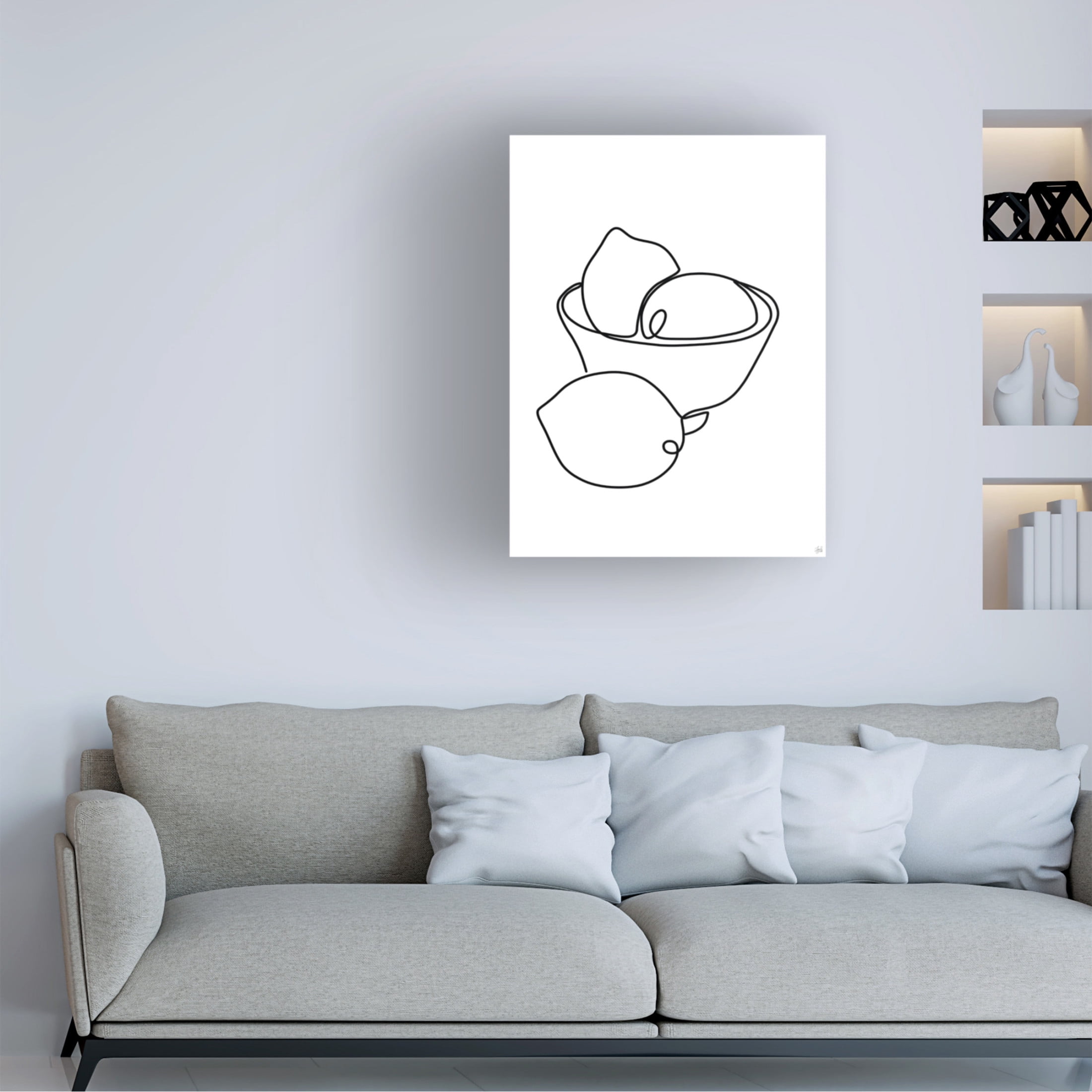 Canvas Wall Art - Line and Brush 'Still Life Lemons' Wall Art for Living Room, Bedroom, or Office Décor by Trademark Fine Art - 24 x 32 Inches