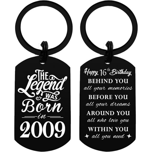 Sweet 16 Birthday Gifts, 16th Birthday Decorations for Men Women, 16 Years Old Bday Keychain, Born In 2009 Bday Present