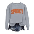 thumbnail image 6 of KHONTS Halloween Spooky Season Sweatshirts for Women Long Sleeve Crew Neck Basic Pullover Tops Loose Fit Cozy Winter Fall Tops Grey XXL, 6 of 6