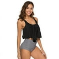 thumbnail image 2 of Women Swimsuit Two Piece Bathing Suits Ruffled Flounce Top High Waist Bottom Bikini Set Ruffle Vest Top Swimwear Basic Swiming Suit For Women, 2 of 7