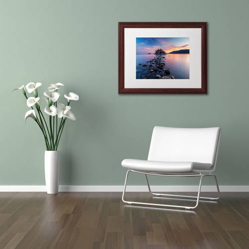 Trademark Fine Art 'Whytecliff Sunset' Canvas Art by Pierre Leclerc, White Matte, Wood Frame
