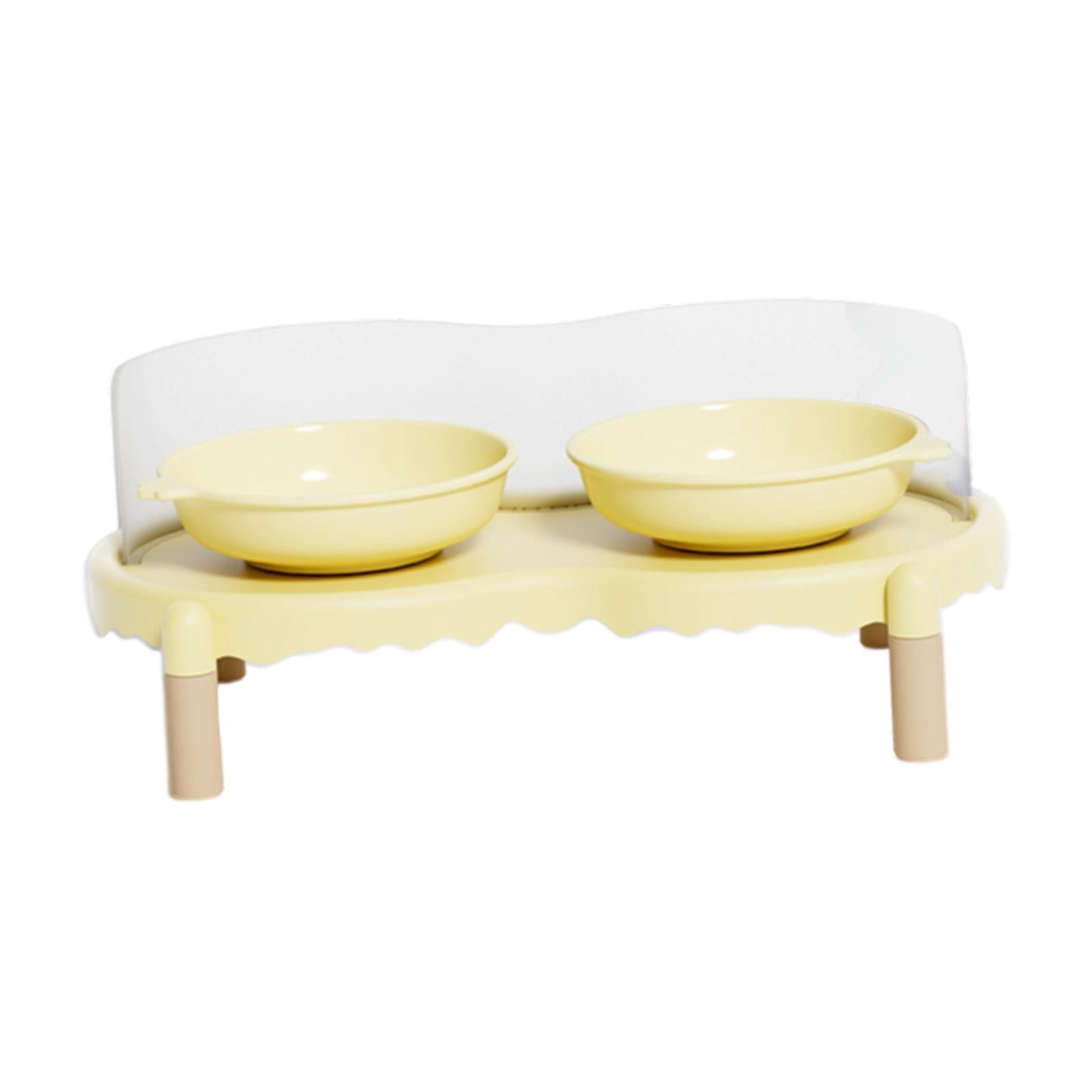 FashionCha Ceramic Elevated Cat Bowls Feeding Bowls Cat Dishes for Puppies Kittens Cats Yellow