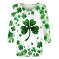 thumbnail image 4 of xixinqiwan Shamrocks Shirt for Women 3/4 Sleeves,Women's Holiday Costume Tee Shirt Tops,Gift Tee for Teachers Funny Long Sleeve Tops, 4 of 6