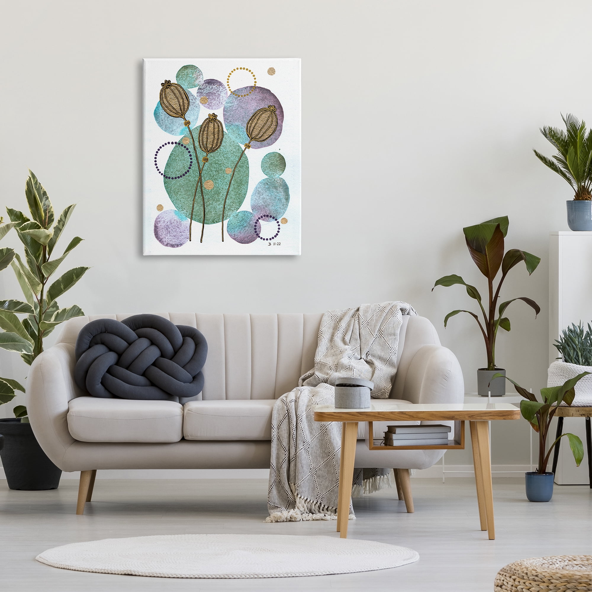 Stupell Industries Modern Geometric Botanicals Botanical & Floral Painting Gallery Wrapped Canvas Print Wall Art, 30 x 40
